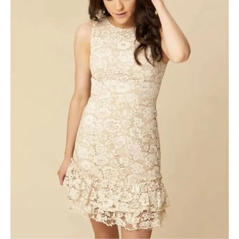 Womens Altar'd State Ivory Sleeveless Lace Overlay Frances Dress - Sz XS